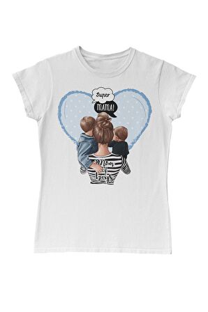 Mom of Boys Anneler Günü Beyaz Bayan Tshirt