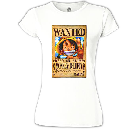 One Piece - Monkey D. Luffy Beyaz Bayan Tshirt
