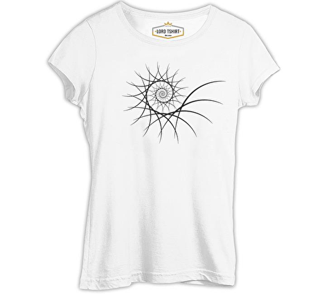 Fractal - Spiral Beyaz Bayan Tshirt