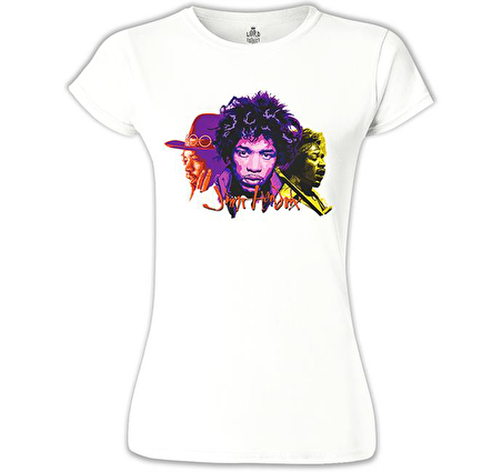 Jimi Hendrix Beyaz Kadın Tshirt