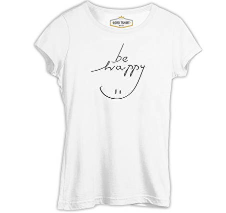 Smile when Happy Beyaz Bayan Tshirt