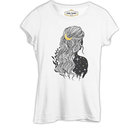Hair by Moon Girl by Stars Beyaz Bayan Tshirt
