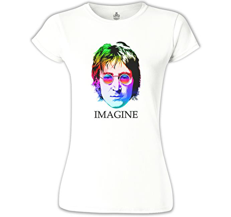 John Lennon - Imagine Beyaz Bayan Tshirt