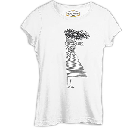 Girl with the Wind Beyaz Bayan Tshirt