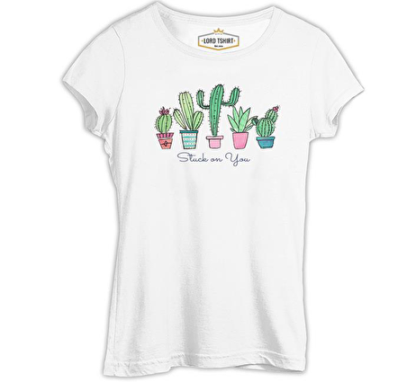 You Get Stuck by a Cactus Beyaz Bayan Tshirt