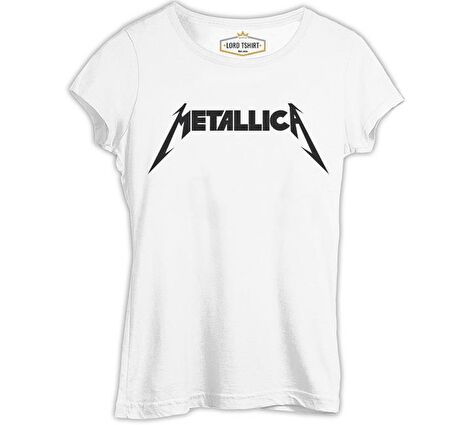 Metallica Logo II Beyaz Bayan Tshirt