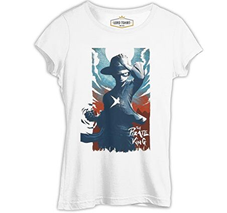 One Piece - The Pirate King Beyaz Bayan Tshirt
