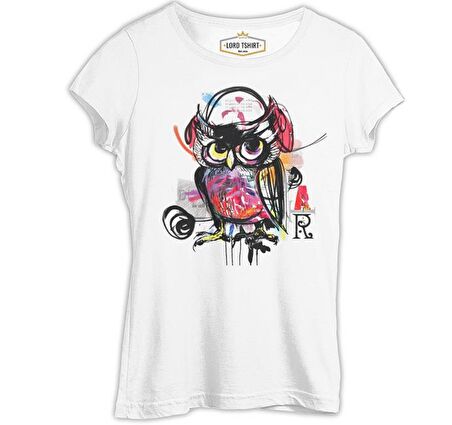 All Owl - Baykuş Beyaz Bayan Tshirt
