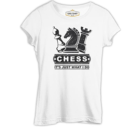 Satranç - Just Play Beyaz Bayan Tshirt