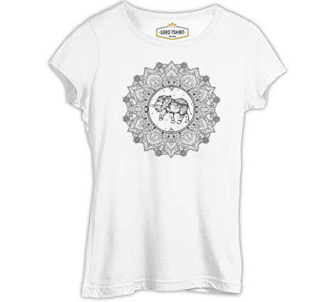 Fil - Mandala Beyaz Bayan Tshirt