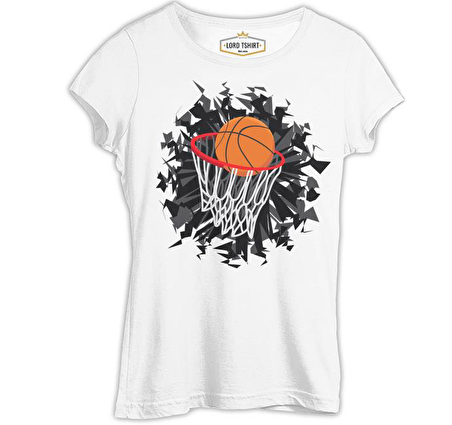 Basketbol - Pota Beyaz Bayan Tshirt