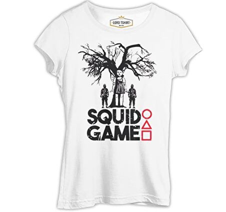 Squid Game - Red Light Beyaz Bayan Tshirt