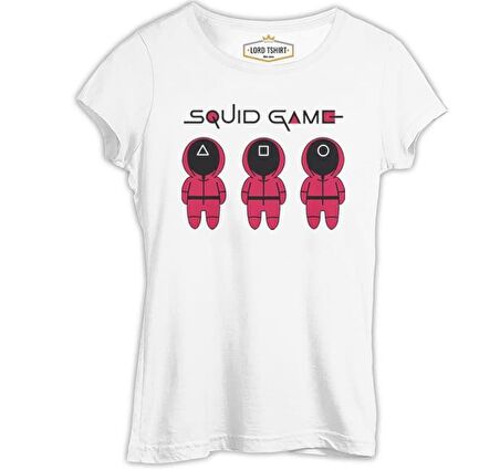 Squid Game - Maske Beyaz Bayan Tshirt