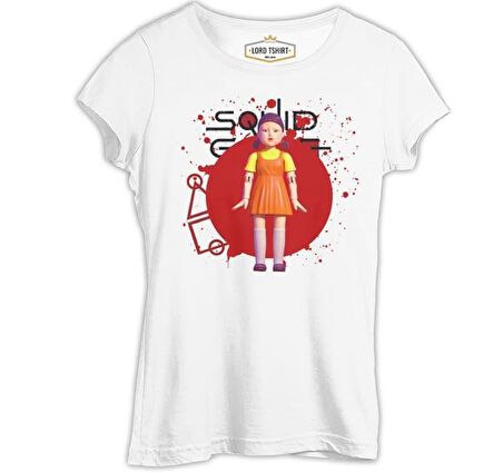 Squid Game - Robot Bebek Beyaz Kadın Tshirt