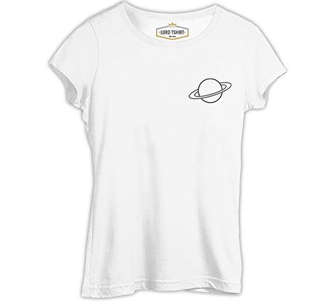 Saturn Logo Beyaz Bayan Tshirt