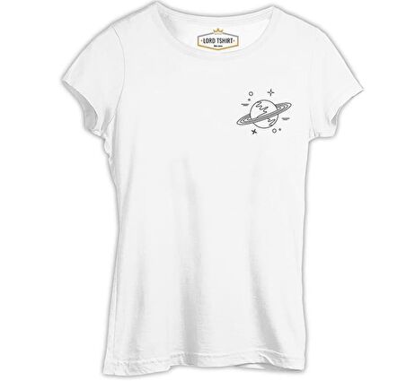 Saturn III Logo Beyaz Bayan Tshirt