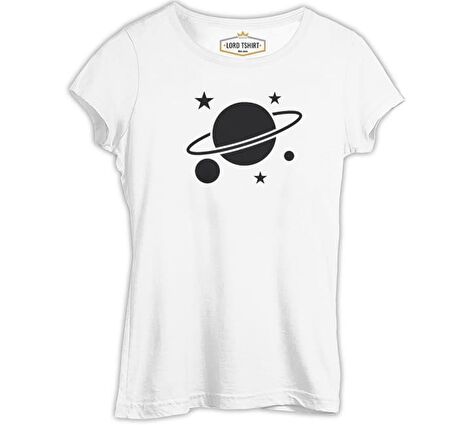 Saturn IV Logo Beyaz Bayan Tshirt