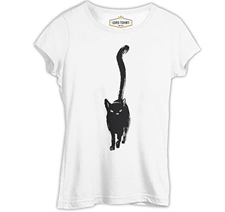 Hayvan - Kedi Chat Noir Beyaz Bayan Tshirt