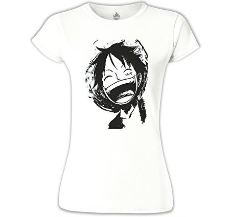 One Piece - Luffy Laugh Beyaz Bayan Tshirt