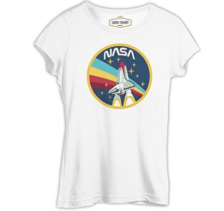 Nasa - Gökkuşağı Beyaz Bayan Tshirt