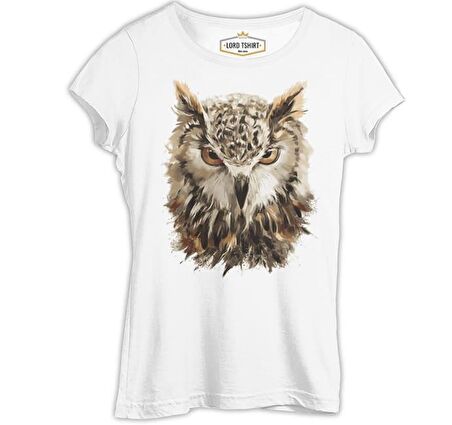 Hayvan - Vahşi Baykuş  Beyaz Bayan Tshirt