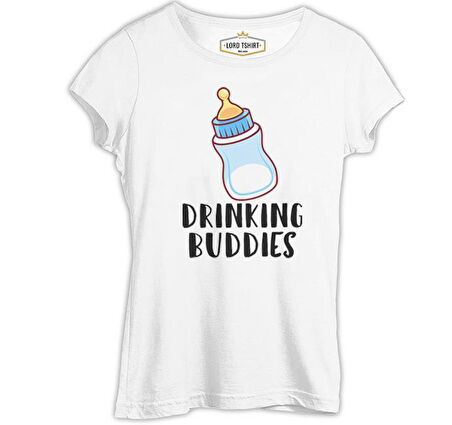 Drinking Buddies - Milk Beyaz Bayan Tshirt