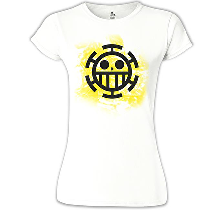 One Piece - Trafalgar Law Logo Beyaz Bayan Tshirt