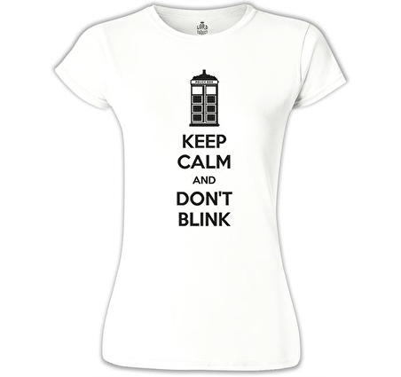 Doctor Who - Keep Calm and Don't Blink Beyaz Bayan Tshirt