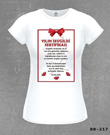 Yılın Sevgilisi Beyaz Bayan Tshirt