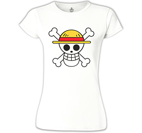 One Piece - Logo Beyaz Bayan Tshirt