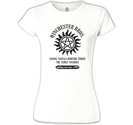 Supernatural - Winchester Bros. Beyaz Kadın Tshirt