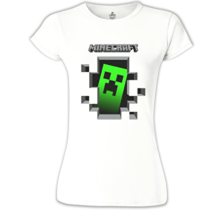 MineCraft 3 Beyaz Bayan Tshirt
