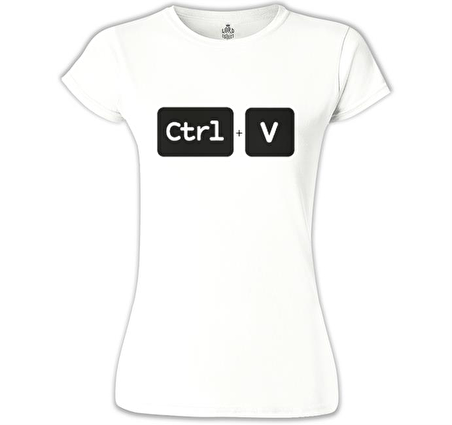 Ctrl+V Beyaz Bayan Tshirt