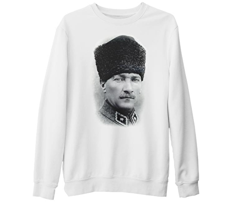 Atatürk Beyaz Kalın Sweatshirt