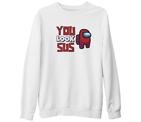 Among Us - You Look Sus Beyaz Kalın Sweatshirt