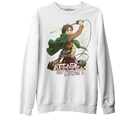 Levi Ackerman - Attack on Titan Beyaz Erkek Kalın Sweatshirt