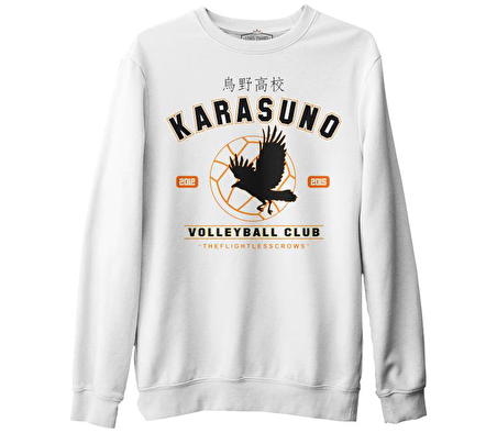 Karasuno - Volleyball Club 2012-2015 Beyaz Erkek Kalın Sweatshirt
