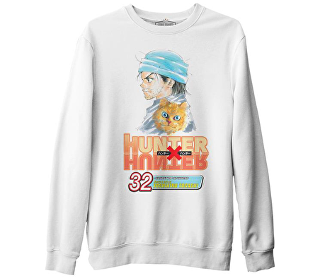 Hunter X Hunter - Goes on İndefinite Beyaz Erkek Kalın Sweatshirt