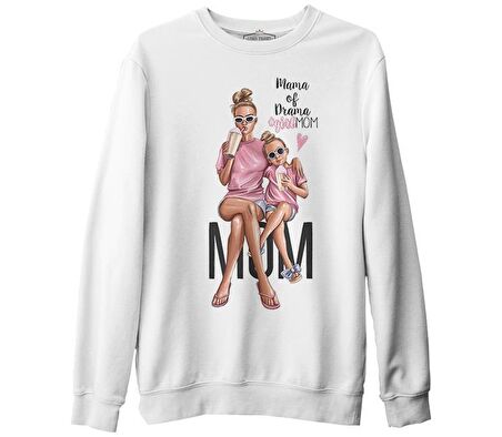 Mama of Drama Anneler Günü Beyaz Unisex Kalın Sweatshirt