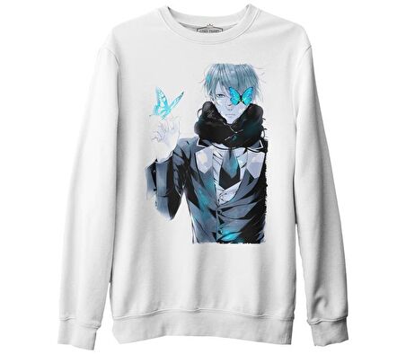 Anime Boy Character Beyaz Erkek Kalın Sweatshirt