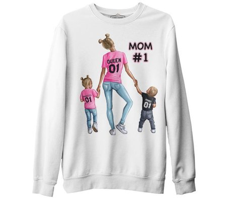 Queen Princess Prince Anneler Günü Beyaz Unisex Kalın Sweatshirt