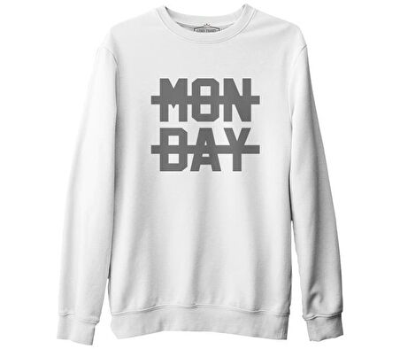 Mon Day Beyaz Erkek Kalın Sweatshirt