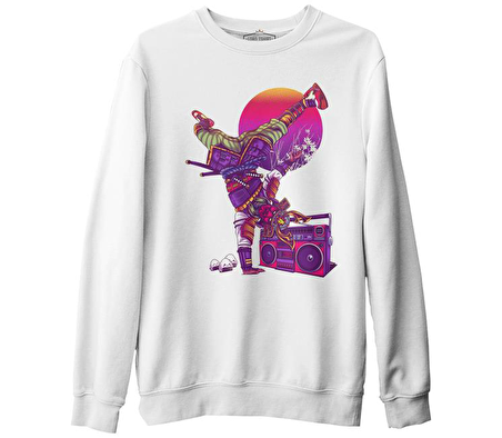 Dance with the Samurai Beyaz Erkek Kalın Sweatshirt