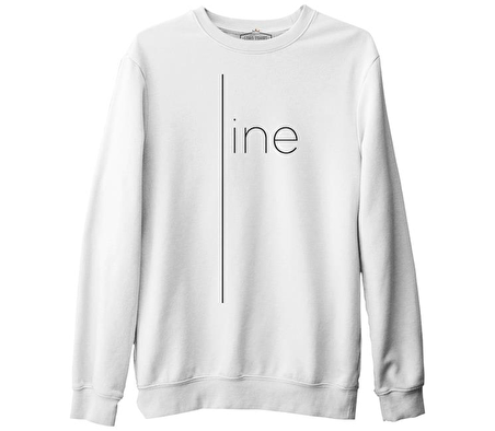 Just a Line Beyaz Erkek Kalın Sweatshirt