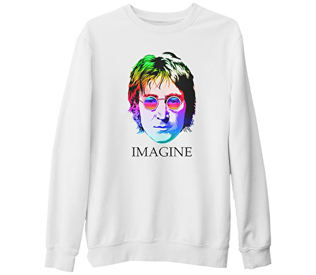 John Lennon - Imagine Beyaz Kalın Sweatshirt
