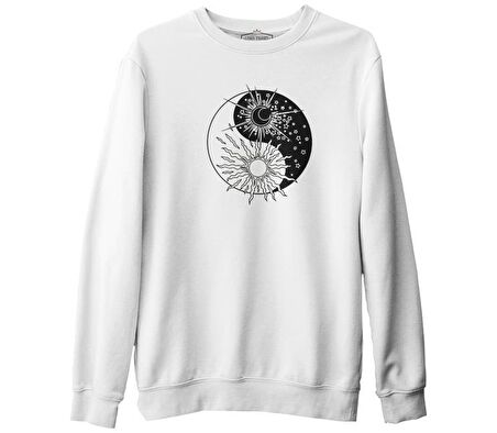 Suns Yin Yang Beyaz Erkek Kalın Sweatshirt