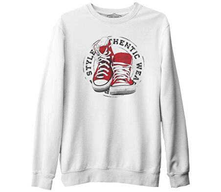 Red Wear - Ayakkabı Beyaz Erkek Kalın Sweatshirt