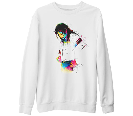 Michael Jackson Beyaz Kalın Sweatshirt