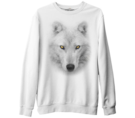 In White - Kurt Beyaz Erkek Kalın Sweatshirt