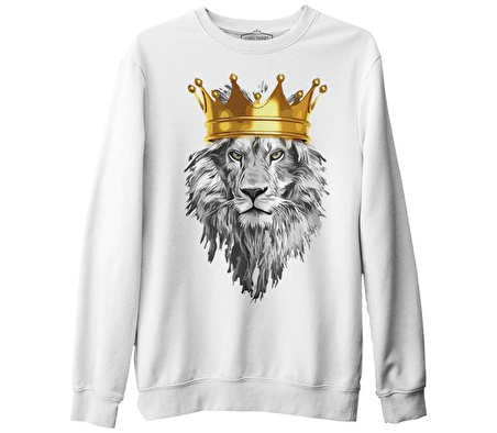 Aslan - The King Beyaz Erkek Kalın Sweatshirt
